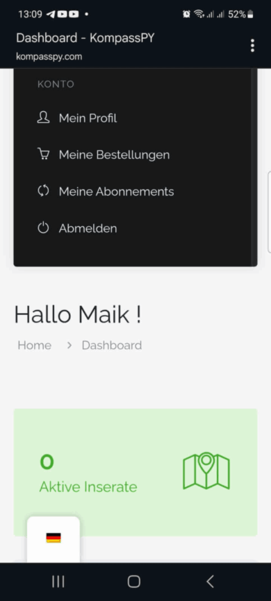 Wie es funktioniert. Schritt für Schritt. 9 Screenshot Schritt 7. Dashboardübersicht KompassPY