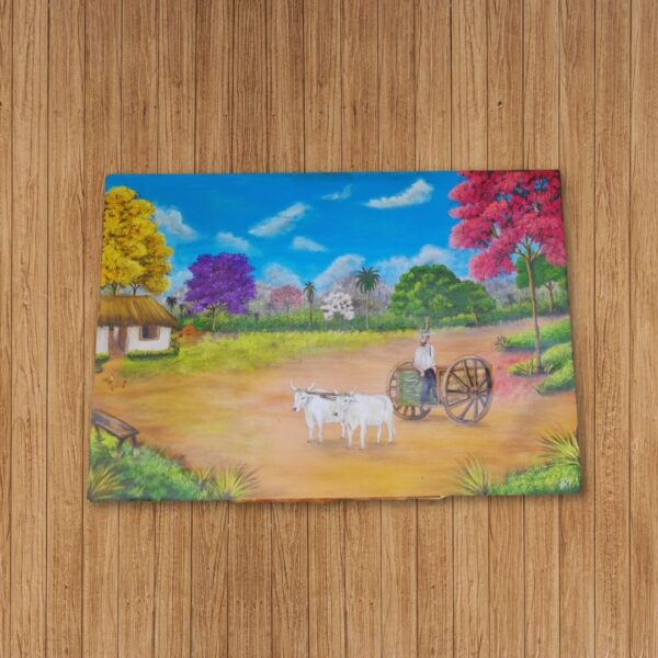 Bild in Acrylfarbe "Paraguayische Landschaft mit blühenden Lapacho Bäumen" – Bild 2